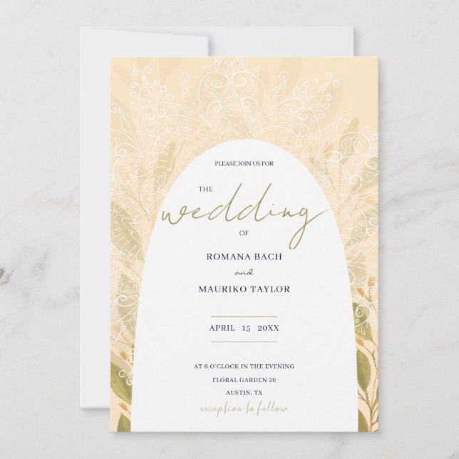 Artistic Romantic Green Tea Watercolor Invitation (Front)