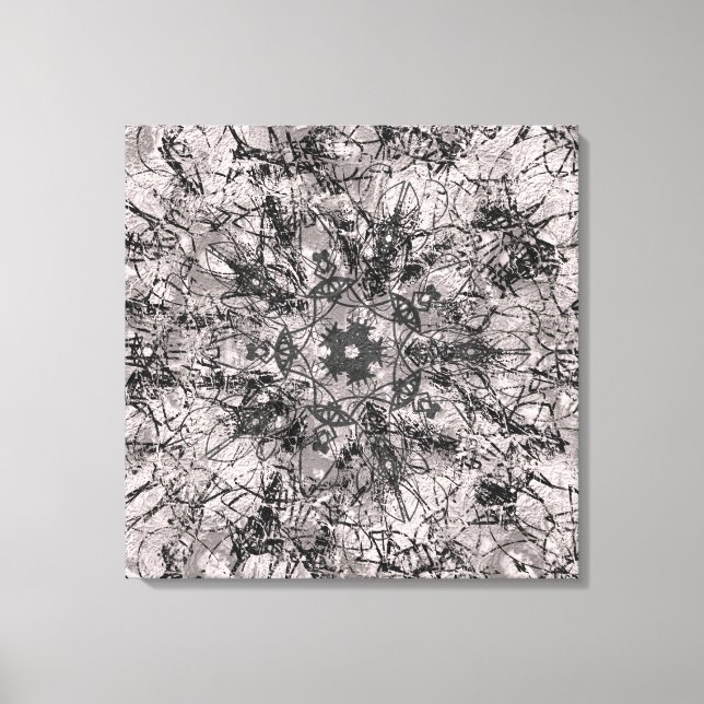 Artistic Rose Gold Line Art Mandala Drawing Canvas Print (Front)