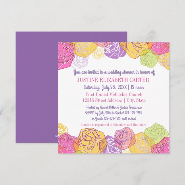 Artistic Roses - Bridal Shower Invitation (Front/Back)