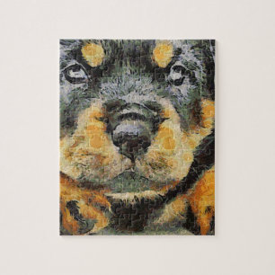 Artistic Rottweiler Puppy Portrait Jigsaw Puzzle