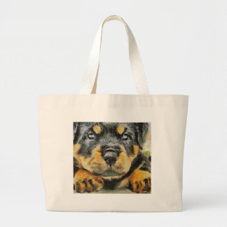 Artistic Rottweiler Puppy Portrait Large Tote Bag