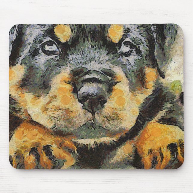 Artistic Rottweiler Puppy Portrait Mouse Mat (Front)