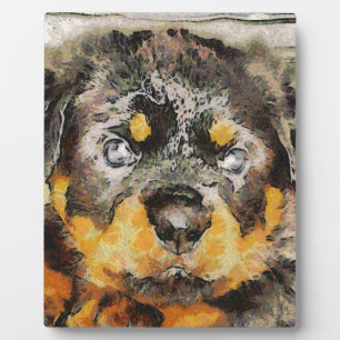 Artistic Rottweiler Puppy Portrait Plaque