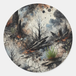 Artistic Round Sticker with Abstract Design