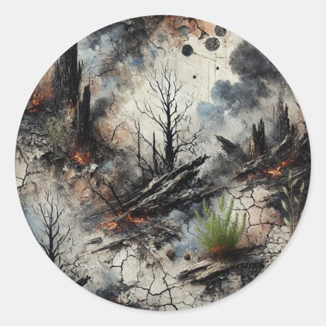 Artistic Round Sticker with Abstract Design (Front)