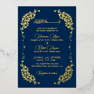 Artistic Royal Blue Gold Floral Paisley Muslim Wed