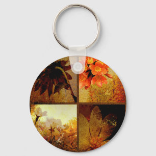 Artistic Rustic Floral Key Ring