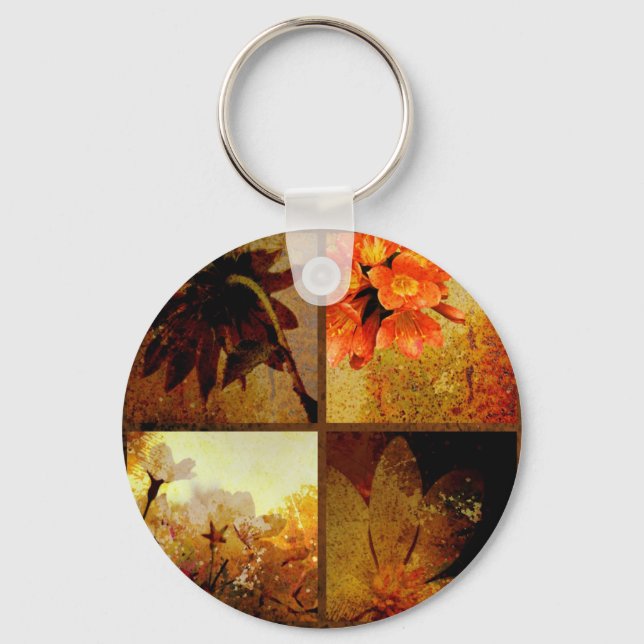 Artistic Rustic Floral Key Ring (Front)