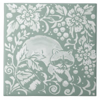 Artistic Sage Green Racoon Forest Woodland Animal