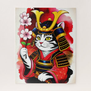 Artistic Samurai Cat Cherry For Adults & Family  Jigsaw Puzzle