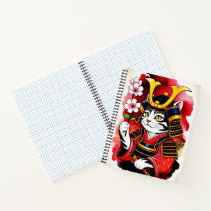 Artistic Samurai Cat Cherry For Journaling & Write Notebook