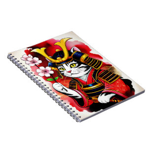 Artistic Samurai Cat Cherry For Journaling & Write Notebook