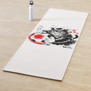 Artistic Samurai Cat For Meditation & Fitness Yoga Mat