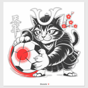 Artistic Samurai Cat Soccer For Laptops & Cars