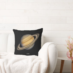 Artistic Saturn with Vibrant Rings Cushion