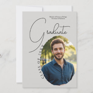 Artistic Script Photo Modern Minimalist Graduation Invitation
