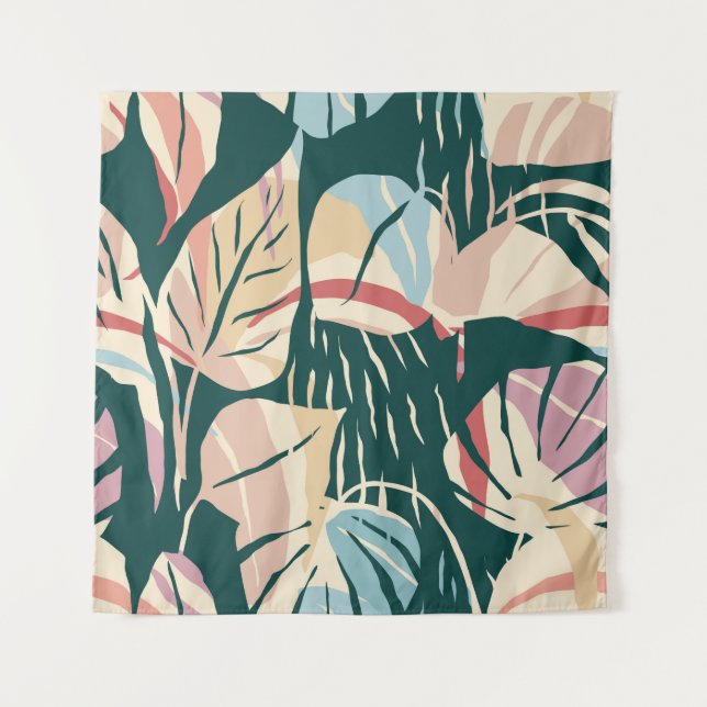 Artistic seamless pattern with abstract leaves. Mo Tapestry (Front)