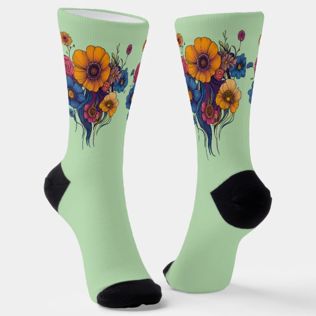 Artistic set of beautiful flowers socks (Angled)