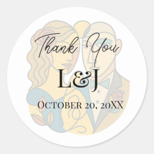 Artistic Silhouette Destination Wedding Modern Art Classic Round Sticker