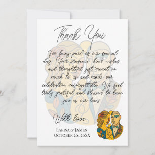 Artistic Silhouette Destination Wedding Modern Art Thank You Card