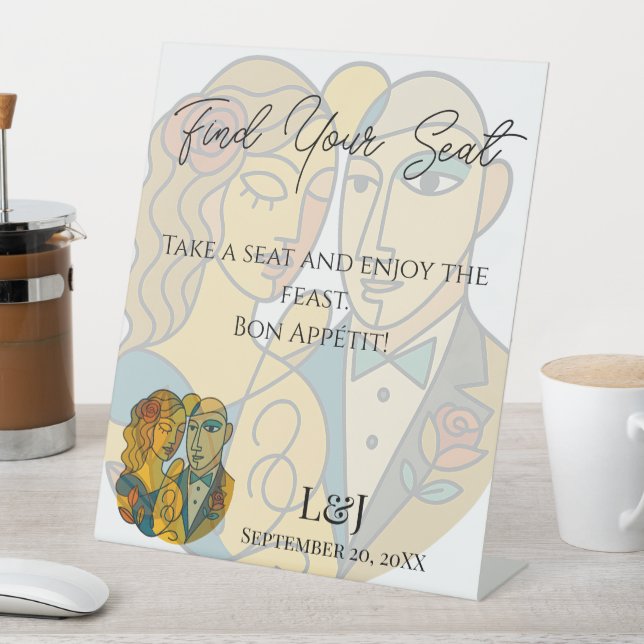 Artistic Silhouette Destination Wedding Table Sign (In SItu)