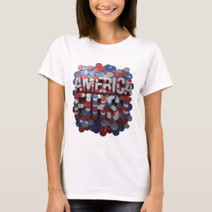 Artistic Silver AMERICA FIRST Graphic Design T-Shirt