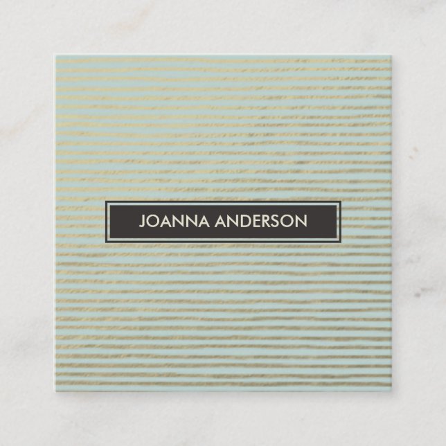 ARTISTIC SILVER AQUA SKETCH STRIPED LINE PATTERN SQUARE BUSINESS CARD (Front)