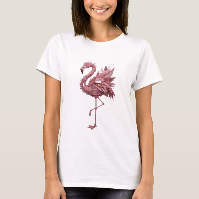 Artistic Silver FLAMINGO 3D Text Art T-Shirt (Front)