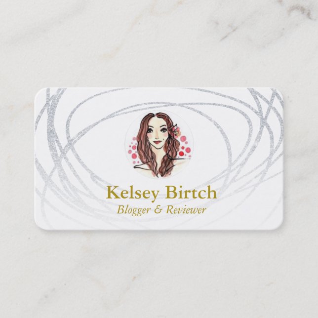 Artistic Silver Glitter Business Card (Front)