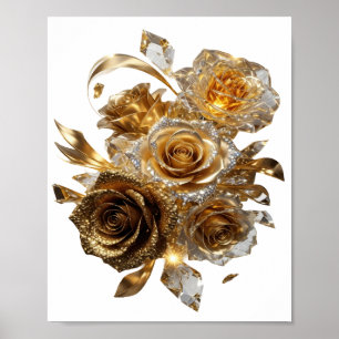 Artistic Silver GOLDEN ROSES Print