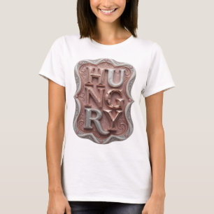 Artistic Silver HUNGRY Slogan Design T-Shirt