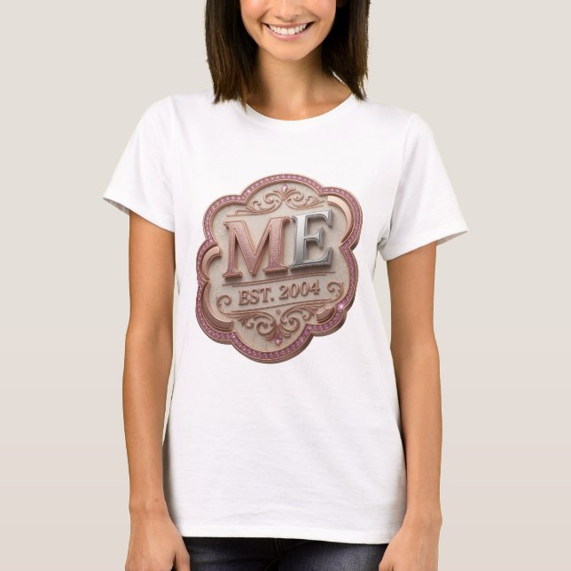 Artistic Silver ME EST 2004 Quote Design T-Shirt (Front)