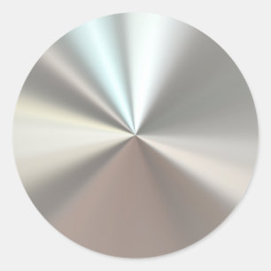 Artistic silver metal classic round sticker