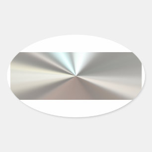 Artistic silver metal oval sticker