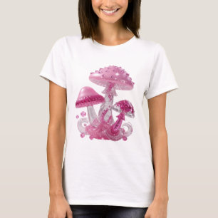 Artistic Silver PINK GLITTERY MUSHROOMS Custom Tee