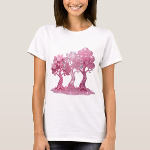 Artistic Silver PINK GLITTERY TREES Tee