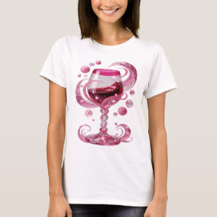 Artistic Silver PINK WINE GLASS Statement Tee