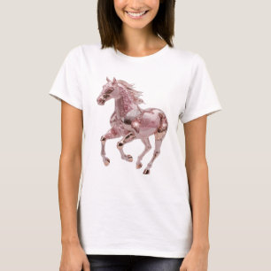 Artistic Silver ROSE GOLD HORSE Slogan Design T-Shirt