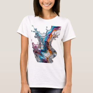 Artistic Silver WATER SPLASHES Text Design T-Shirt