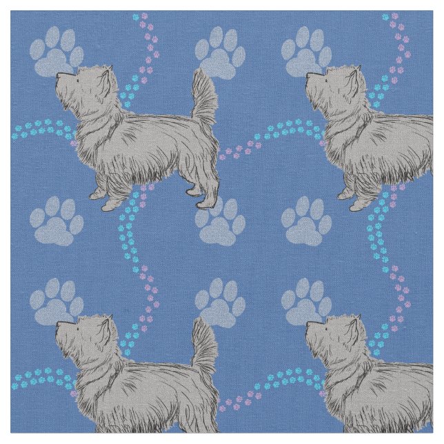 Artistic Sketch - Cairn Terrier Fabric (Close Up)
