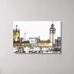 Artistic Sketch of the Palace of Westminster Canvas Print