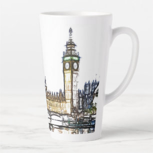 Artistic Sketch of the Palace of Westminster Latte Mug