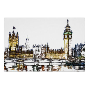Artistic Sketch of the Palace of Westminster Poster