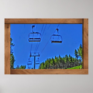 Artistic ski lift summer season poster print