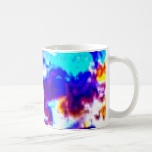 Artistic Sky Blue, Orange, and Yellow Coffee Mug (Right)