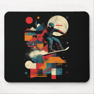 Artistic Snowboarder Men And Women Snowboarding Lo Mouse Mat
