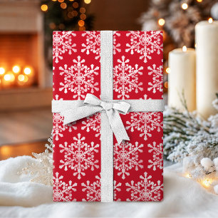 Artistic snowflake colour editable red Christmas Wrapping Paper