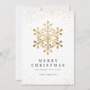 Artistic snowflake faux gold Christmas cards