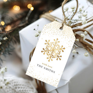 Artistic snowflake faux gold Christmas Gift Tags