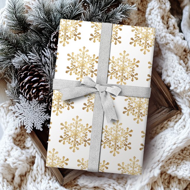 Artistic snowflake faux gold Christmas Wrapping Paper (Artistic snowflake faux gold Christmas Wrapping Paper)